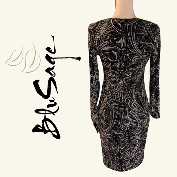 Blu Sage Black/Silver Shimmer Dress – Style #262679JC – Size 6 - Picture 2 of 5